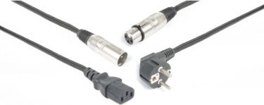 CX02-20 Audio Combi Cable Schuko - XLR F / IEC F - XLR M 20m