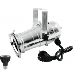 Eurolite Set PAR-20 Spot sil + PAR-20 230V COB 6W E-27 LED 1800-3000K dim2warm
