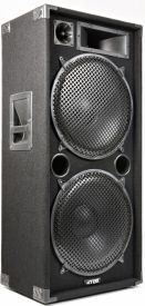 Diskohøjttaler i populært disco-look, 3-vejs med 2x 15" bas / 2000W