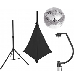 Eurolite Set Mirror ball 30cm with stand and tripod cover black TILBUD NU