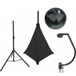 Eurolite Set Mirror ball 30cm black with stand and tripod cover black TILBUD NU