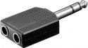 Diverse, 6,35mm stereo JACK han til 2x 6,35mm stereo JACK hun