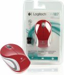 Logitech Trådløs Mus Rejse 3 Buttons Rød, M187R Logitech Trådløs Mus Rejse 3 Buttons Rød, M187R