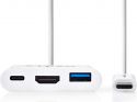 Nedis USB Type-C-adapterkabel | Type-C, hann - A, Hunn / Type-C, Hunn / HDMI-utgang | 0,2 mm | Hvit, Nedis USB Type-C-adapterkabel | Type-C, hann - A, Hunn / Type-C, Hunn / HDMI-utgang | 0,2 mm | Hvit,