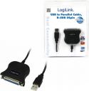 USB kabler, <span class="c10">LogiLink -</span> Printerkabel USB til parallel SUBD25 pol hun, Sort (1,5m)