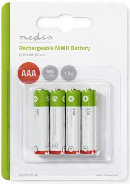 Nedis Oppladbare Ni-MH-batterier AAA | 1,2 V | 950 mAh | 4 deler | Blister, BANM9HR034B
