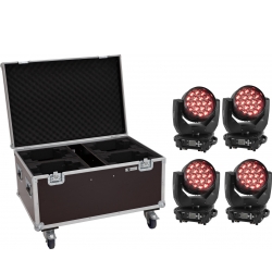 Eurolite Set 4x LED TMH-X4 Moving Head Wash Zoom + EU Case with wheels TILBUD NU