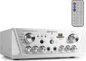 Stereo Hi-Fi Forstærker med FM Radio / Karaoke / USB / SD / MP3, Sølv Stereo Hi-Fi Forstærker med FM Radio / Karaoke / USB / SD / MP3, Sølv