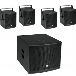 Omnitronic Set MOLLY-12A Subwoofer active + 4x MOLLY-6 Top 8 ohms, black TILBUD