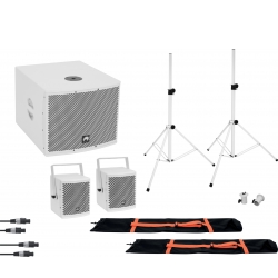 Omnitronic Set MOLLY 2.1 Active System Sub + 2x Top + Accessories, white TILBUD