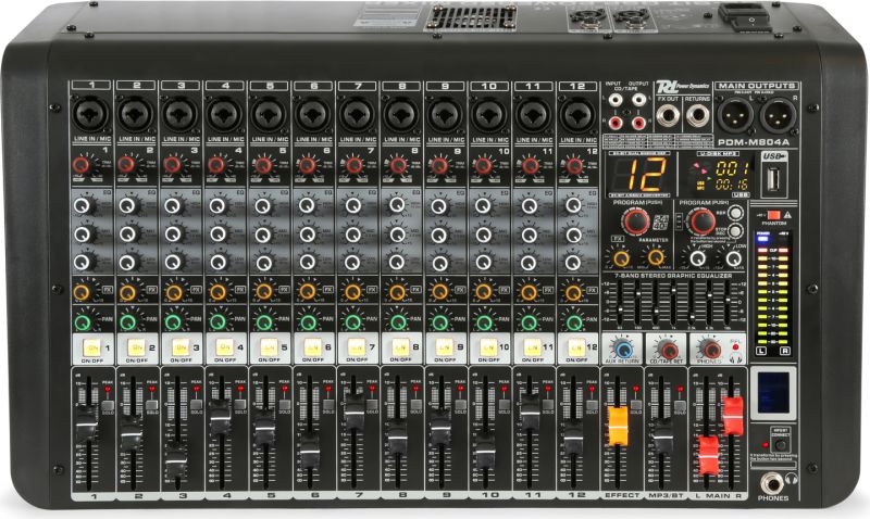 PDM-M1204A 12-Channel Music Mixer with Amplifier