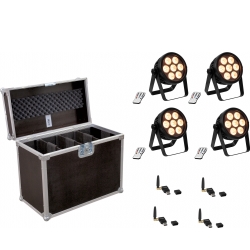 Eurolite Set 4x LED 7C-7 Silent Slim Spot + USB QuickDMX + Case TILBUD NU