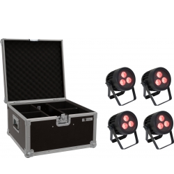 Eurolite Set 4x LED IP PAR 3x9W SCL Spot + Case TILBUD NU