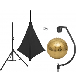 Eurolite Set Mirror ball 50cm gold with stand and tripod cover black TILBUD NU