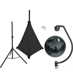 Eurolite Set Mirror ball 50cm black with stand and tripod cover black TILBUD NU