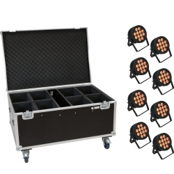 Eurolite Set 8x LED IP PAR 12x9W SCL Spot + Case with wheels TILBUD NU