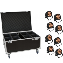 Eurolite Set 8x LED IP PAR 12x8W QCL Spot + Case with wheels TILBUD NU