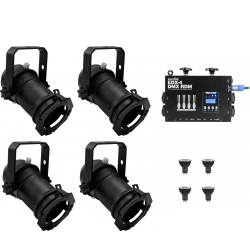 Eurolite Set 4x PAR-16 Spot bk dim2warm + EDX-4 DMX RDM LED Dimmer Pack TILBUD