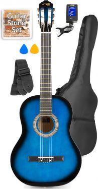 slutpunkt Spole tilbage lykke 10A99H43 |Spansk Guitar Pakke med taske, digital-tuner, plektre, rem og  ekstra strengesæt, Blå Musikinstrumenter » Guitar » Spansk Guitar