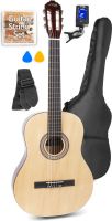 Spansk Guitar Pakke med taske, digital-tuner, plektre, rem og ekstra strengesæt, Lys træ