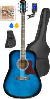 Western Guitar Pakke med taske, digital-tuner, plektre, rem og ekstra strengesæt / Blå