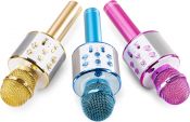 Karaoke Mikrofoner til børn med indbygget højttaler, MP3 og Bluetooth / Pink+Blå+Guld