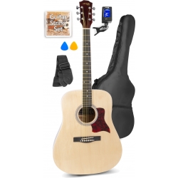 Western Guitar Pakke med taske, digital-tuner, plektre, rem og ekstra strengesæt