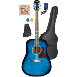 Western Guitar Pakke med taske, digital-tuner, plektre, rem og ekstra strengesæt