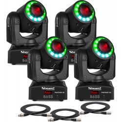 Moving Head pakke med 4 stk. BeamZ Panther 35 Led Spot Moving Head Med Led Ring