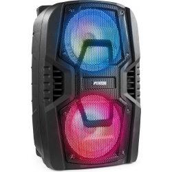 Transportabel Fest Højttaler FT208LED med hjul+håndtag / 2x 8" bas med LED lys /