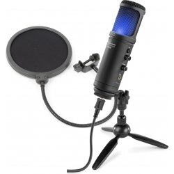 USB Mikrofon PCM120 til PC med bordstativ og holder + Popfilter / Pakketilbud nr