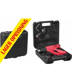 PEREL - Varmepistol-sæt m. LCD display, 2000W + 9 tilbehør TILBUD NU skærm