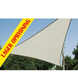PEREL – Trekantet solsejl 3,6 x 3,6 x 3,6m CREMEHVID TILBUD NU
