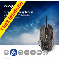Nedis Gaming Mus | Ledningsforbundet | Belyst | 4000 DPI | 9 knapper, GMWD400BK
