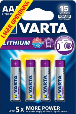 Varta Lithium Batteri Aaa 4-Blister Card, 6103.301.404
