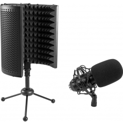 Omnitronic Set MIC CM-78MK2 Large Diaphragm Condenser Mic + AS-04 Desk Microphon