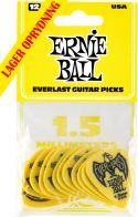 Guitar og bas - Tilbehør, Ernie Ball EB-9195 Everlast 1.5-Yellow, 12pk, 12-pack 1.5 mm Delrin