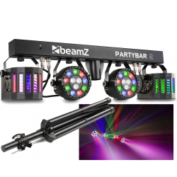 Partybar 2 med 2x PAR + 2x Derby / Masser af lysshow i alle farver – Inkl. stati