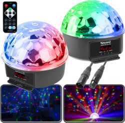 2 stk. Jelly Ball JB90-PRO med 3m DMX Kabel, så lyseffekterne lyser synkront i takt til musikken!