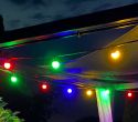 Udendørs Party Lyskæde med kulørte pærer 11.5m / 20 stk. 1W LED i Rød, Grøn, Gul og Blå