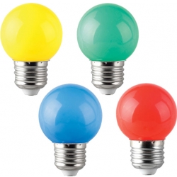 Kulørte pærer / sæt med 4 stk. E27 1W LED (rød, gul, grøn, blå) TILBUD NU
