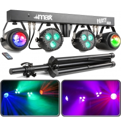 Partybar med 2x Party LED Spot i alle farver + 2x Jelly Lyseffekt m. roterende s