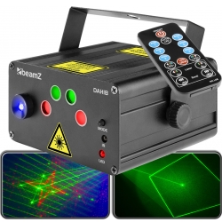 Laser Lyseffekt 'Dahib' med Dobbelt GOBO Laser system Rød+Grøn 150mW + blå LED /