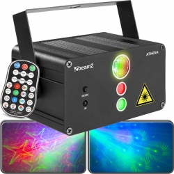 Laser Lyseffekt 'Athena' GOBO Laser Rød+Grøn 150mW + Multicolor LED / Musikstyri