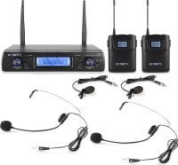 Trådløst Headset System WM62B / 2x16 UHF kanaler / 2 Headset og 2 Knaphulsmikrofoner medfølger!