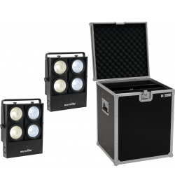 Eurolite Set 2x Audience Blinder 4x100W LED COB CW/WW + Case TILBUD NU