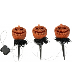 Halloween Dekoration, Græskar med jordspyd, sæt med 3 stk. 39cm TILBUD NU