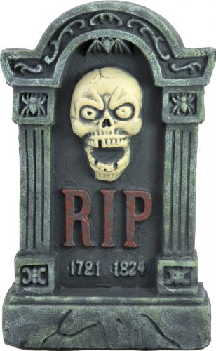 Europalms Halloween tombstone with skull, 56cm