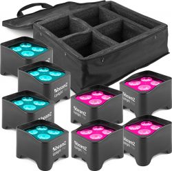 8 stk. BBP90 Battery Uplight Par 4x4W + Taske - pakketilbud nr. 10103588 8 stk. BBP90 Battery Uplight Par 4x4W + Taske - pakketilbud nr. 10103588