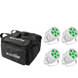 Eurolite Set 4x LED Silent Par 6 QCL Floor wh + Soft Bag TILBUD NU